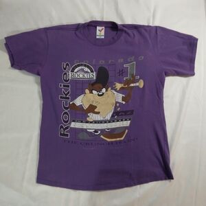 Vintage Colorado Rockies Single Stitch Taz T-shirt Sz L Inaugural Year 1993